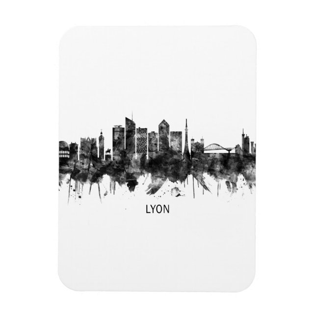 Íman Lyon França Skyline BW (Vertical)