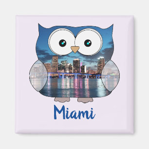 Íman M190131 Chubby Owl   Miami Souvenir