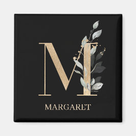 Íman M Monograma Magnet Personalizado Floral