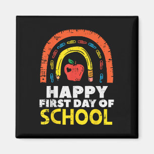 Íman Maçã Arco-íris Feliz Primeiro Dia De Aula Adorável