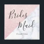 Íman Maçã branca e dourada rosa<br><div class="desc">design de na moda no faux rosa dourado brilhante e mármore branco.</div>