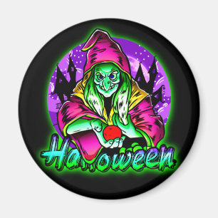 Íman Maçã de Chapéu Mágico de Bruxa Verde Spooky  