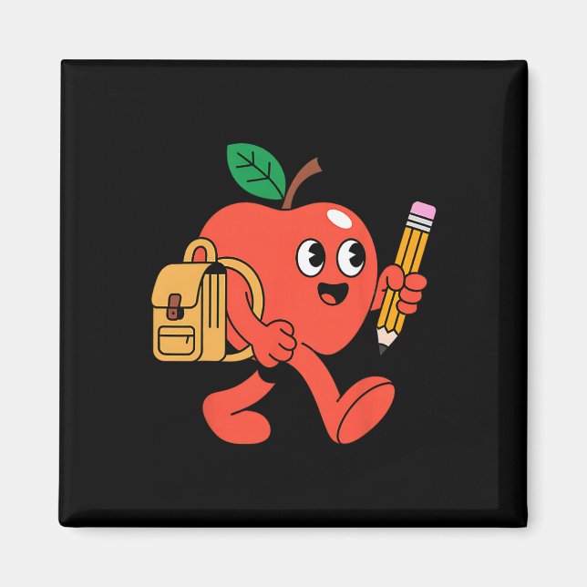 Íman Maçã Fofa Voltando à Escola  (Frente)