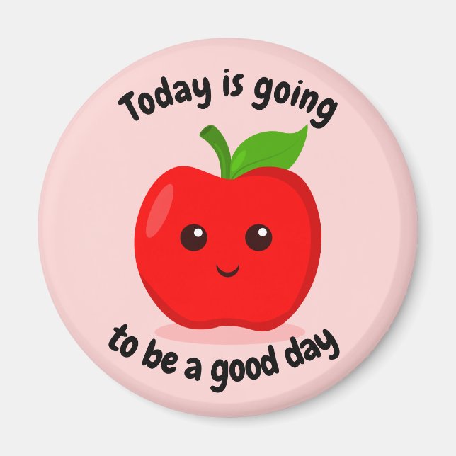 Íman Maçã Kawaii Motivacional Cute Positiva (Frente)