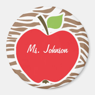 Íman Maçã na Impressão Animal Chamoisee Zebra