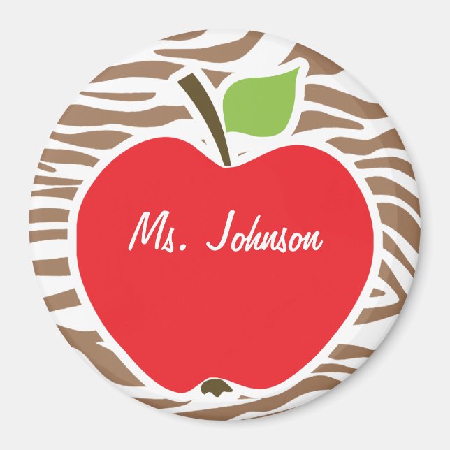 Íman Maçã na Impressão Animal Chamoisee Zebra (Frente)