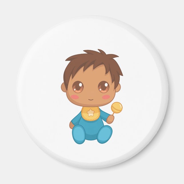 Íman Macacão de Bebê Menino Azul (Frente)