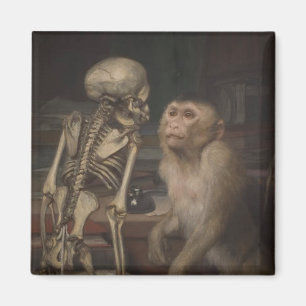 Íman Macaco antes de um esqueleto (por Gabriel von Max)