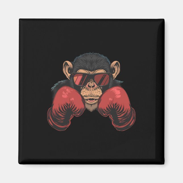 Íman Macaco Boxeador Com Luvas de Boxe Kickboxing Engra (Frente)