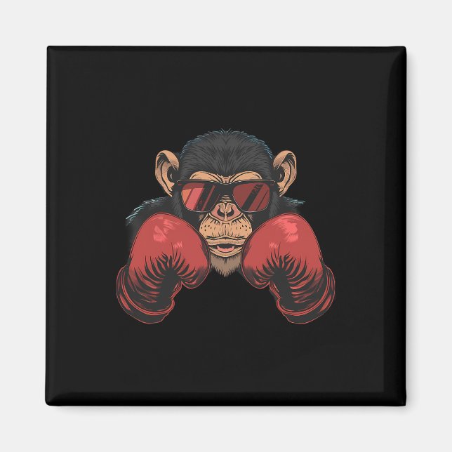 Íman Macaco Boxeador Com Luvas de Boxe Kickboxing Engra (Frente)