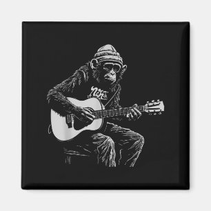 Íman Macaco Engraçado Violão Amante da Música Homens Mu