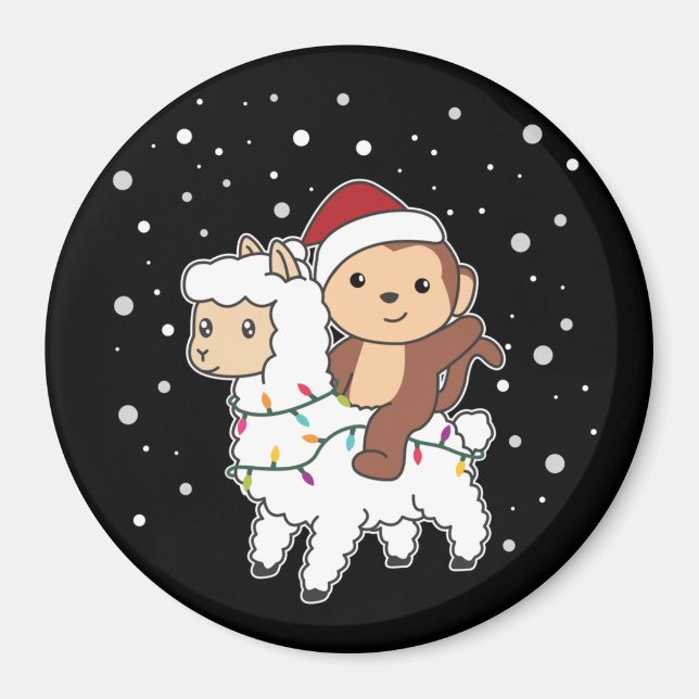 Íman Macaco Lama Natal Neve Inverno Magnético (Frente)