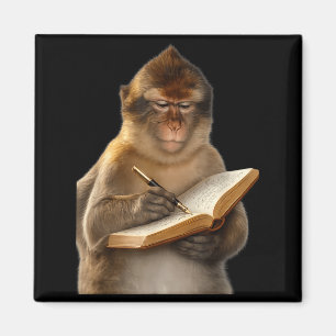 Íman Macaco lendo livro escrevendo diário amante de liv
