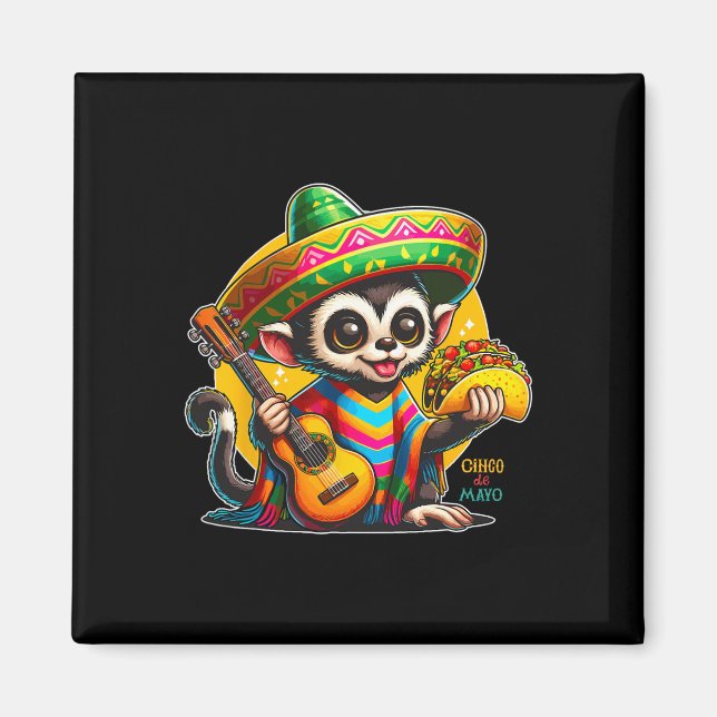 Íman Macaco Mexicano Infantil Com Sombrero E Poncho Cin (Frente)