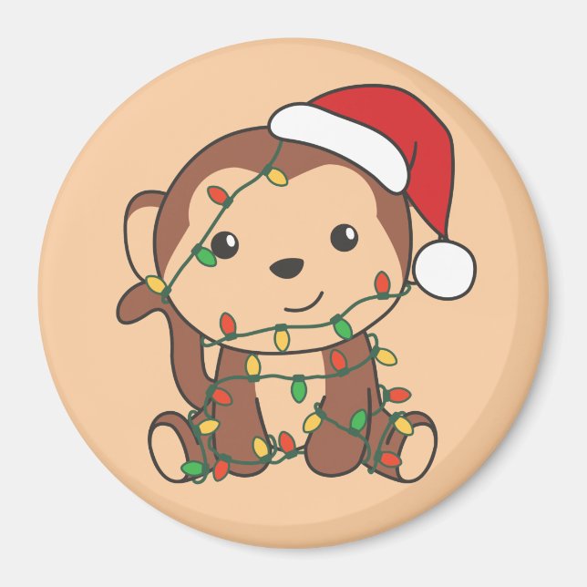 Íman Macaco Natal Macaco Animais de inverno Macacos Mag (Frente)