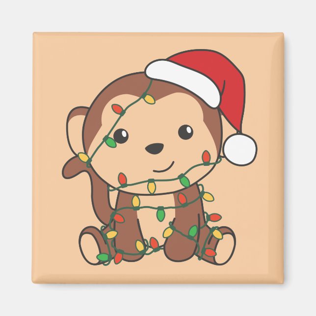 Íman Macaco Natal Macaco Animais de inverno Macacos Mag (Frente)