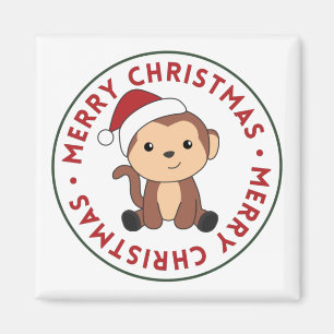 Íman Macaco Natal Neve Inverno Animais Macacos Magne
