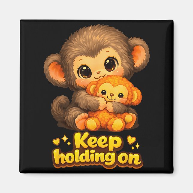 Íman Macaco punching com urso de pelúcia continua abraç (Frente)