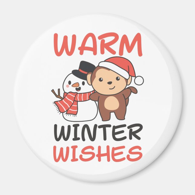 Íman Macaco Quente Inverno Deseja Neve (Frente)