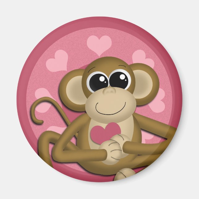 Íman Macaco rosa com amor (Frente)