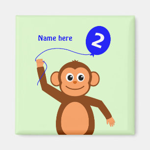 Íman Macaco-segundo aniversário branco adiciona o nome