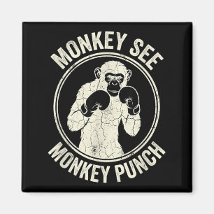 Íman Macaco Vê Macaco Soco Boxe Antigo Gorila