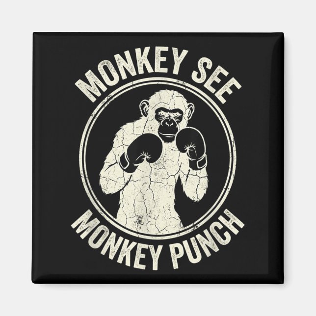 Íman Macaco Vê Macaco Soco Boxe Antigo Gorila (Frente)