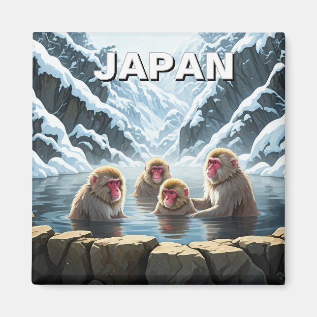 Íman Macacos-da-neve do Parque Jigokudani Japão (Frente)