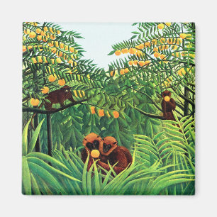 Íman "Macacos no bosque alaranjado" por Henri Rousseau