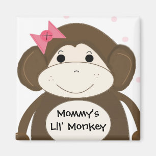 Íman Macaquinho com Laço de Cabelo Rosa