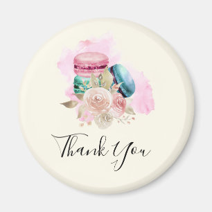 Íman Macarões Coloridos e Flores Aquarela Obrigado