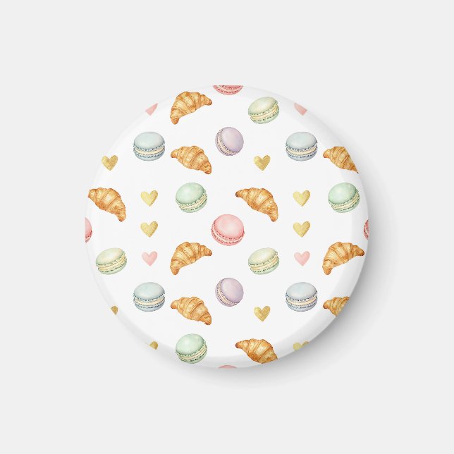 Íman Macarons e Croissants Pastéis Padrão Perfeito (Frente)