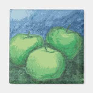 Íman Maçãs verdes em Pastels do óleo