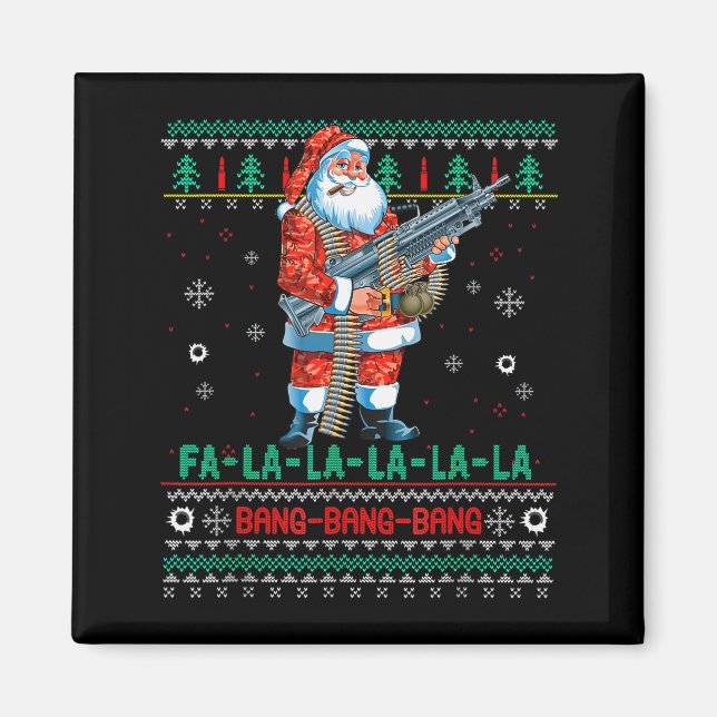Íman Machine Santa Claus Gun Lover Ugly Christmas Sweat (Frente)