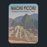 Íman Machu Picchu Peru Viagem Art Vintage<br><div class="desc">Trabalho de arte de vetor Machu Picchu. Machu Picchu é uma cidadela inca montada nas montanhas dos Andes,  no Peru,  acima do vale do rio Urubamba.</div>