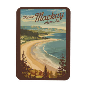 Íman Mackay Austrália Ilustração Viagem Arte Vintage