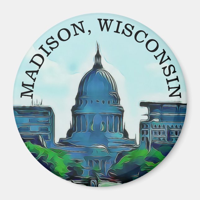 Íman Madison, Wisconsin Souvenir Magnet (Frente)