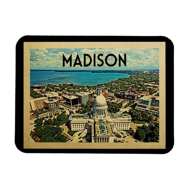 Íman Madison Wisconsin Viagens vintage (Horizontal)