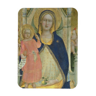 Íman Madonna e a criança enthroned com santos, detalha