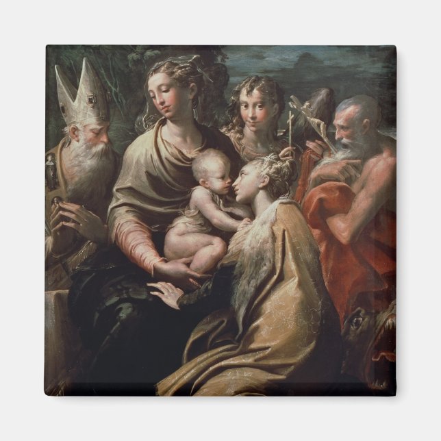 Íman Madonna e Child com Santos, c.1529 (óleo no painel (Frente)