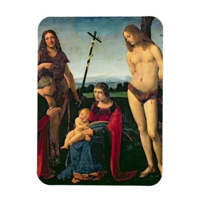 Íman Madonna e Child com SS. João Batista e Se (Vertical)