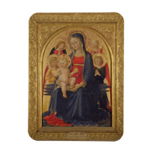 Íman Madonna e criança com anjos, c.1467 (óleo na pla