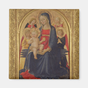 Íman Madonna e criança com anjos, c.1467 (óleo na pla