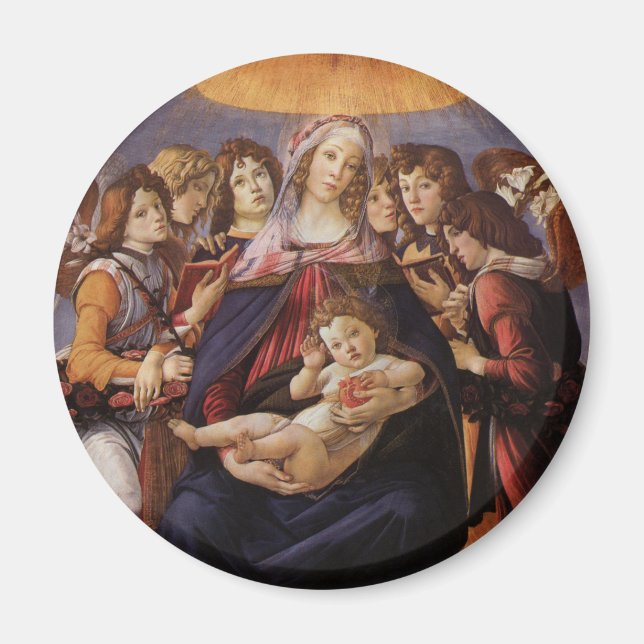 Íman Madonna e Criança com Anjos por Sandro Botticelli (Frente)