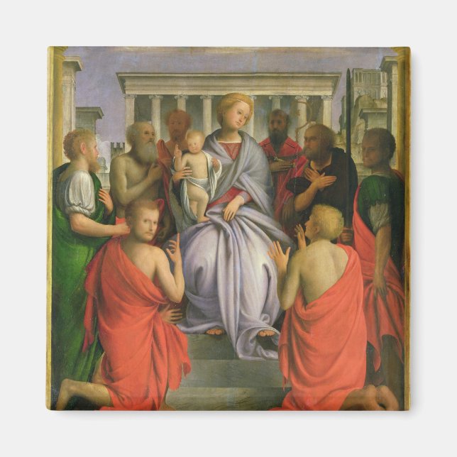 Íman Madonna e Criança com Oito Santos, 1520s (tempero (Frente)