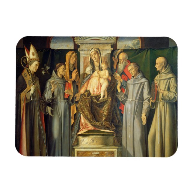 Íman Madonna Enthroned, 1480 (óleo no painel) (Horizontal)