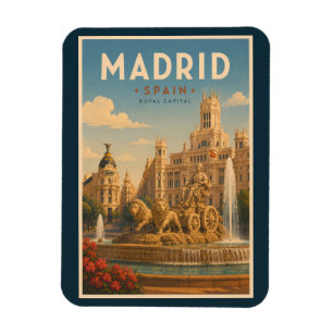 Íman Madrid Espanha Fonte Cibeles Ilustração Viagem 