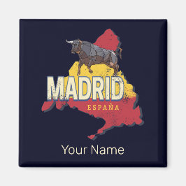 Íman Madrid Espanha Retro Região Map Vintage Bull