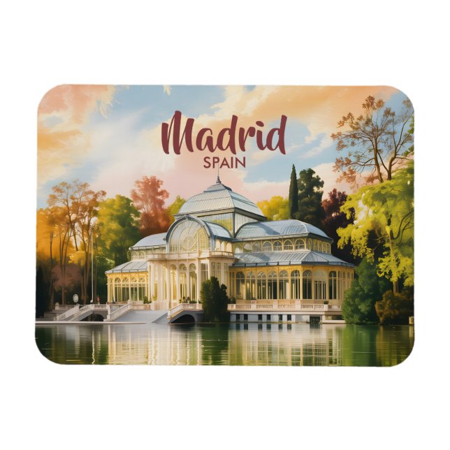 Íman Madrid Spain Palacio de Cristal Watercolor Travel (Horizontal)