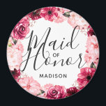 Íman Madrinha de casamento Chic Burgundy e Floral Rosa<br><div class="desc">Chic Burgundy Verde & Blush Pink Watercolor Wreath Floral Wreath Casado Monograma Verão ou Flores Spring com Aquarela verde,  Fontes Modernas e Script e elegante design floral. Tendy e Madrinha de casamento Chic Wedding! Veja meu compro para ver a suíte de casamento inteira para este design!</div>